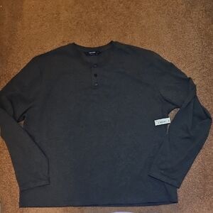 NWT Amazon Essentials Men's Dark Gray Long Sleeve Henley